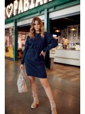 Warm dress with a cutout on the back, navy blue FI719 - Online store - Boutique